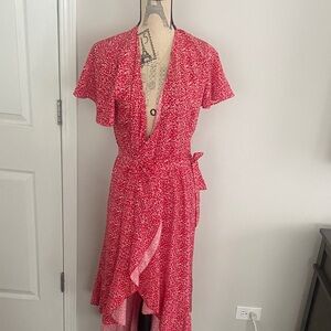 Nagoo Asymmetrical Red Floral Dress